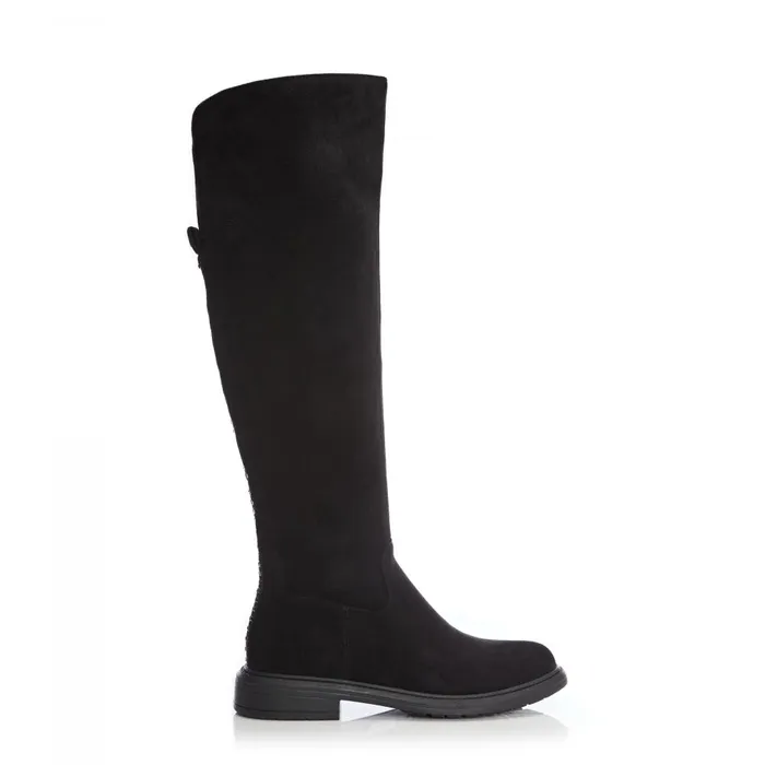 Women Moda In Pelle Knee High Boots Skyla Black Alcantara