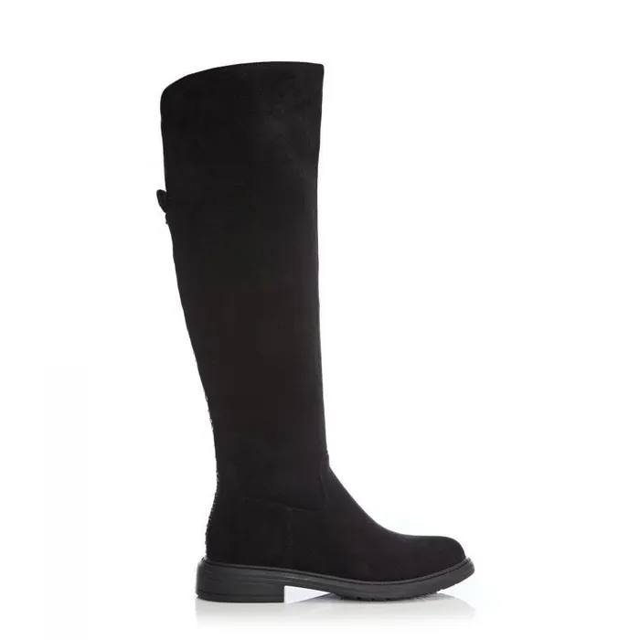 Women Moda In Pelle Knee High Boots Skyla Black Alcantara