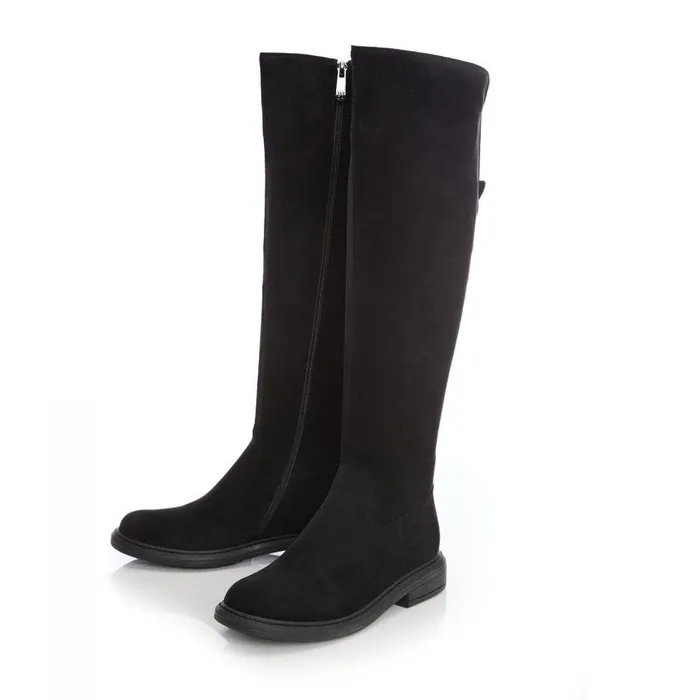 Women Moda In Pelle Knee High Boots Skyla Black Alcantara