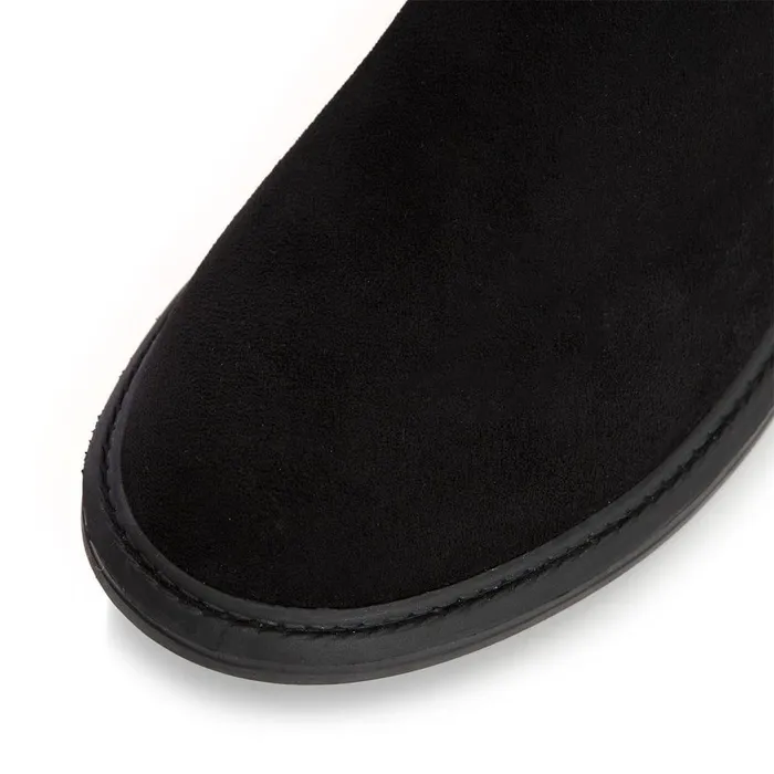 Women Moda In Pelle Knee High Boots Skyla Black Alcantara