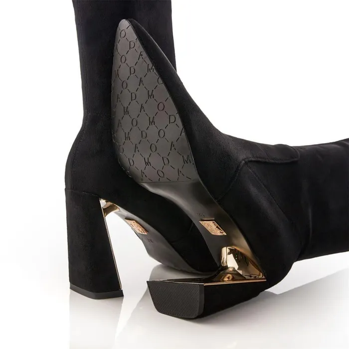 Women Moda In Pelle Knee High Boots Tamika Black Alcantara