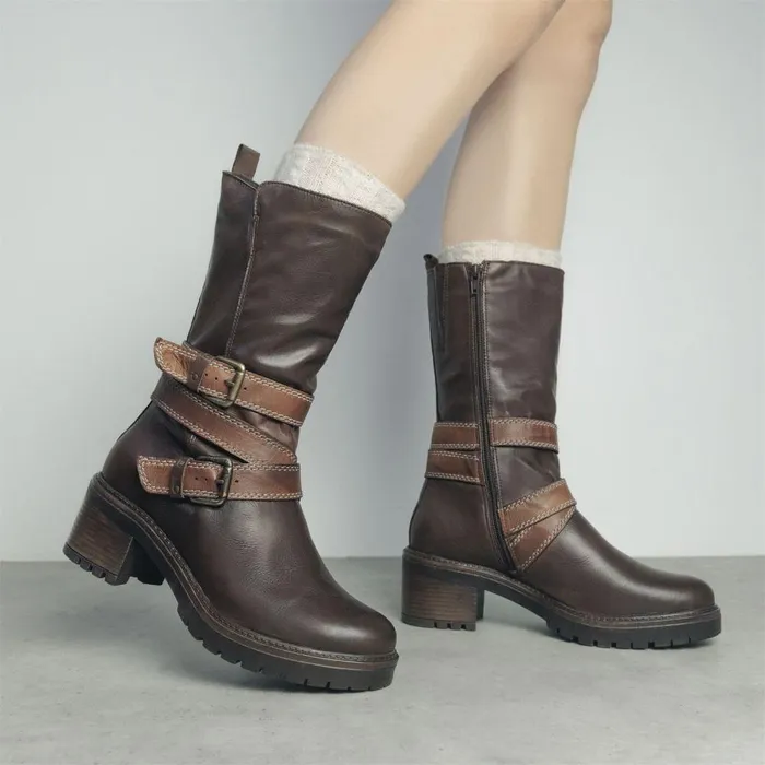 Women Moda In Pelle MidCalf Boots Bayeux Dark Brown Leather