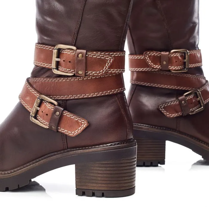 Women Moda In Pelle MidCalf Boots Bayeux Dark Brown Leather
