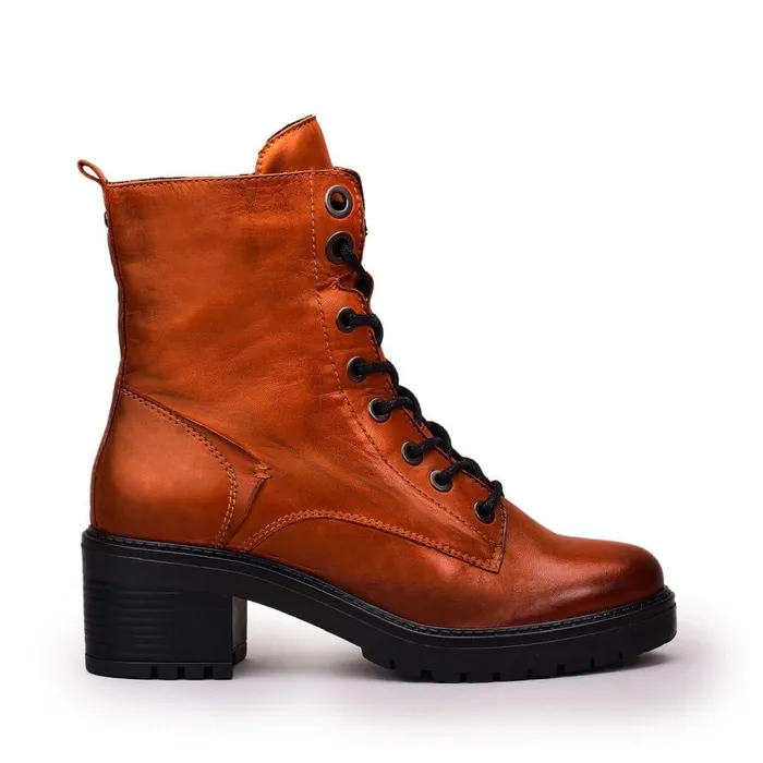 Women Moda In Pelle MidCalf Boots Bellzie DarkOrange Leather
