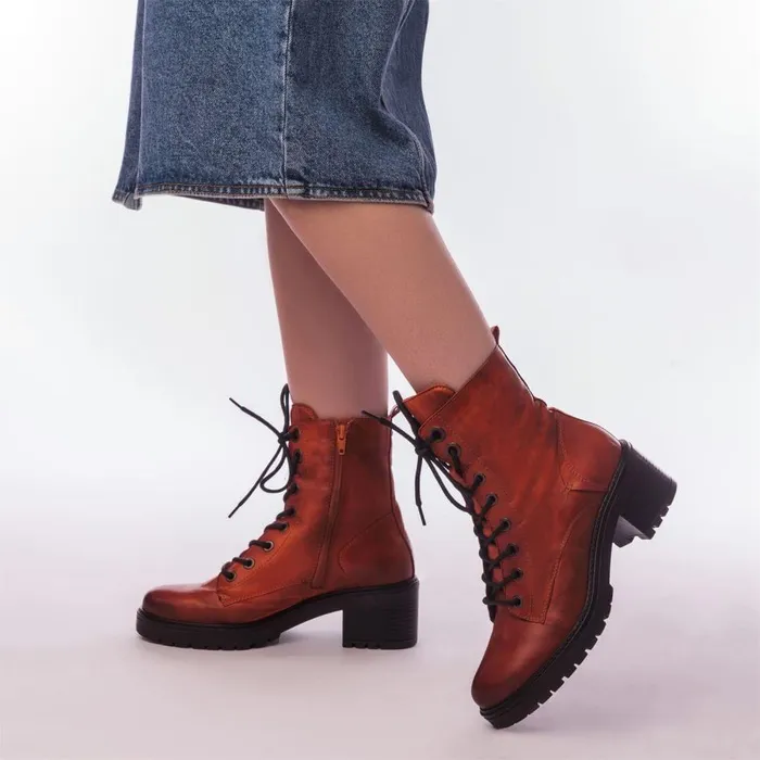 Women Moda In Pelle MidCalf Boots Bellzie DarkOrange Leather