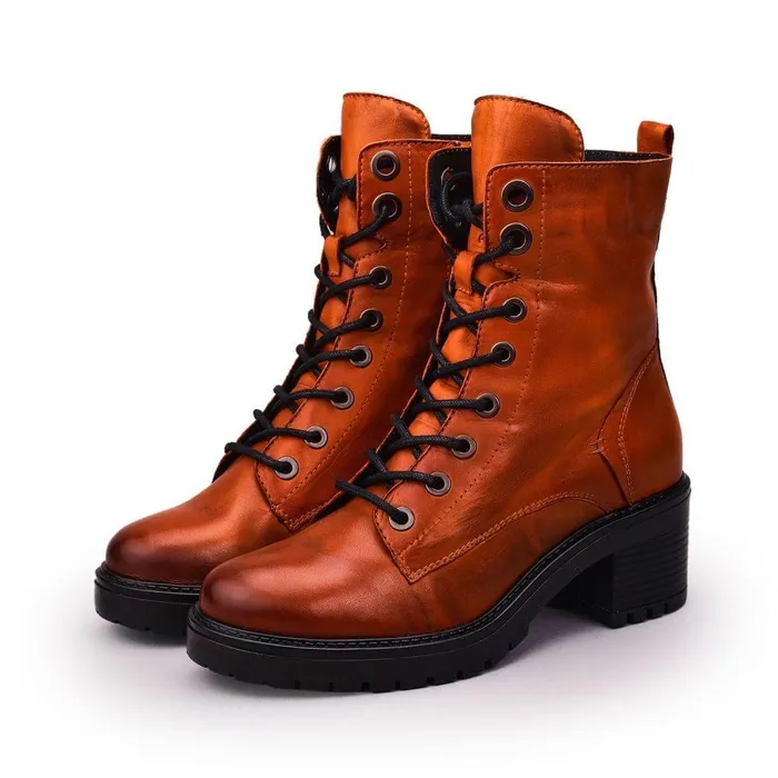 Women Moda In Pelle MidCalf Boots Bellzie DarkOrange Leather