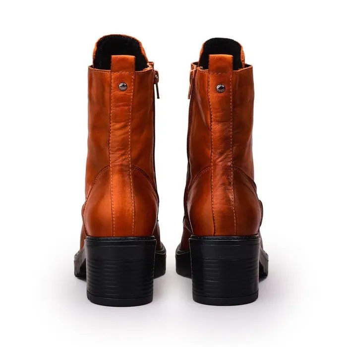 Women Moda In Pelle MidCalf Boots Bellzie DarkOrange Leather