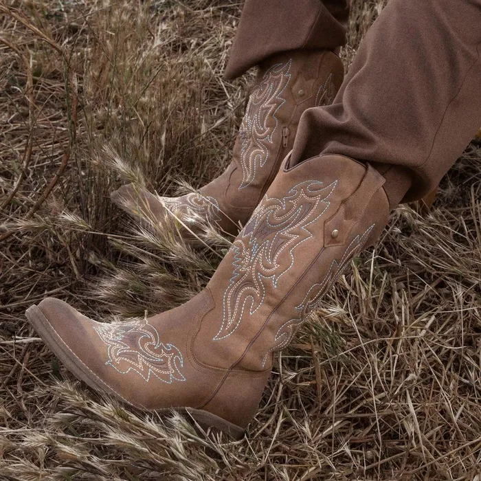 Women Moda In Pelle MidCalf Boots Fantelene Tan Leather