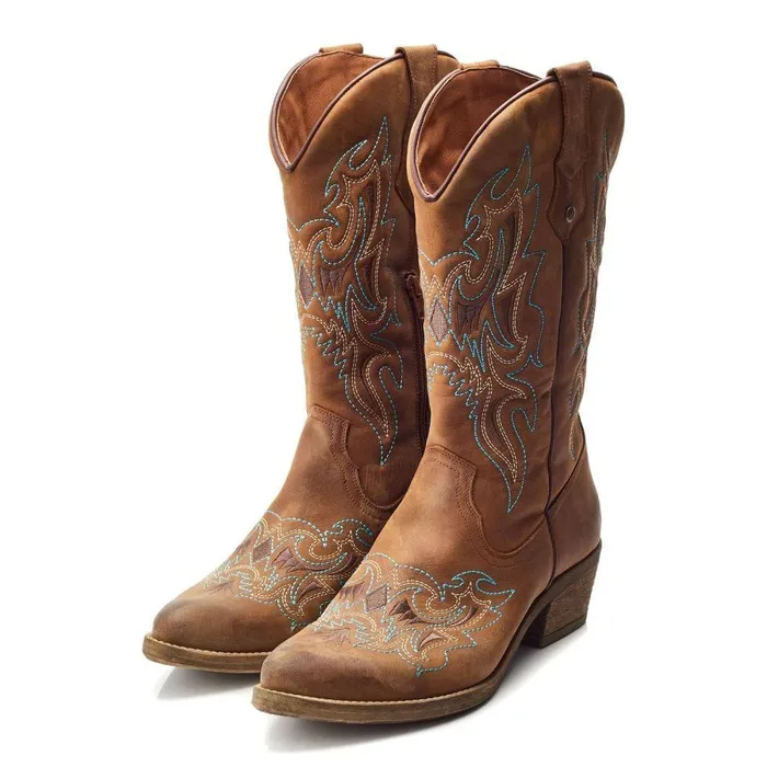 Women Moda In Pelle MidCalf Boots Fantelene Tan Leather