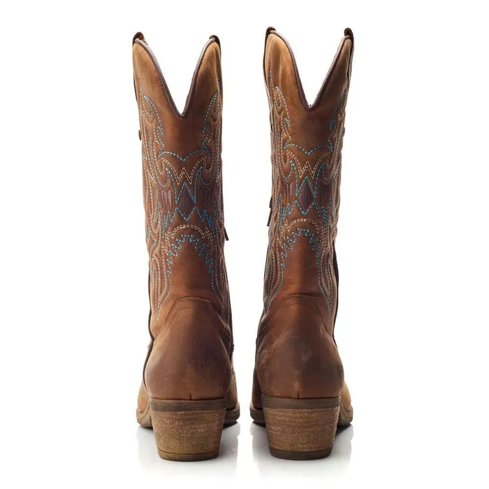 Women Moda In Pelle MidCalf Boots Fantelene Tan Leather
