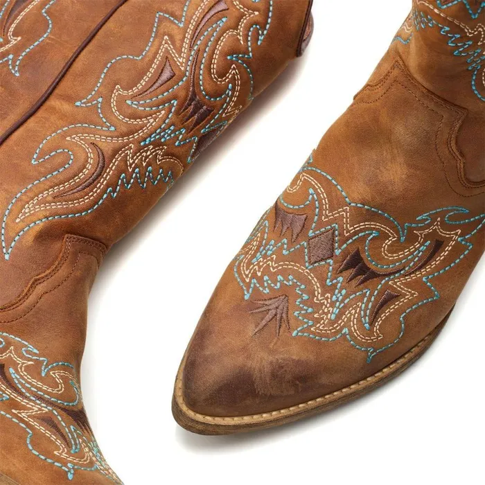 Women Moda In Pelle MidCalf Boots Fantelene Tan Leather