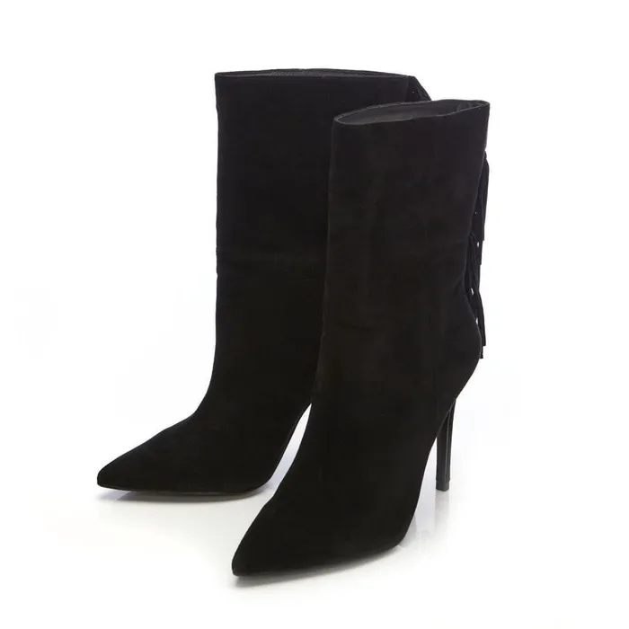 Women Moda In Pelle MidCalf Boots Oliivia Black Suede