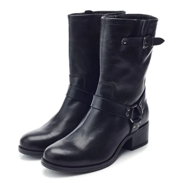 Women Moda In Pelle MidCalf Boots Ormie Black Leather