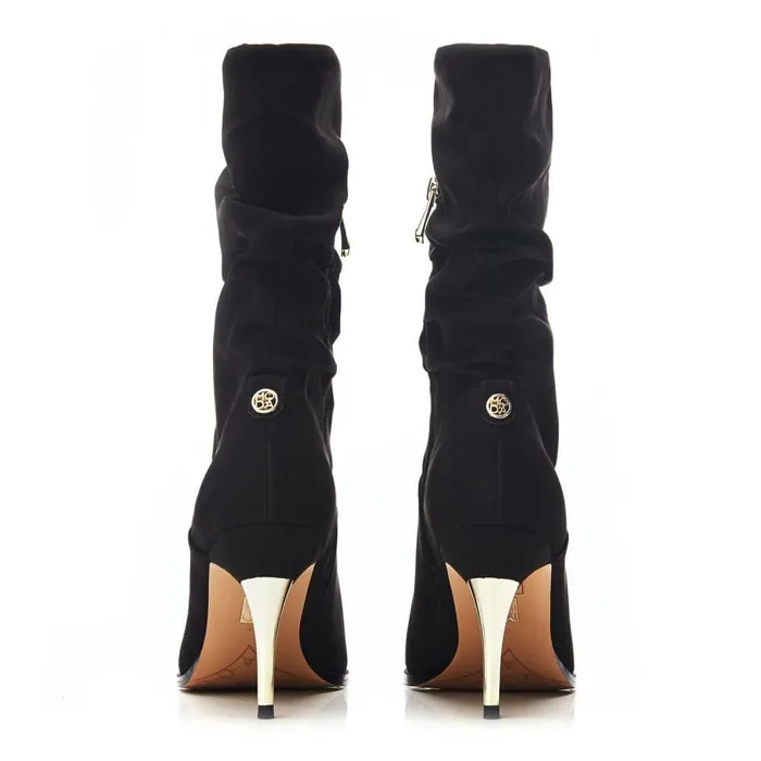 Women Moda In Pelle MidCalf Boots Rochettie Black Alcantara