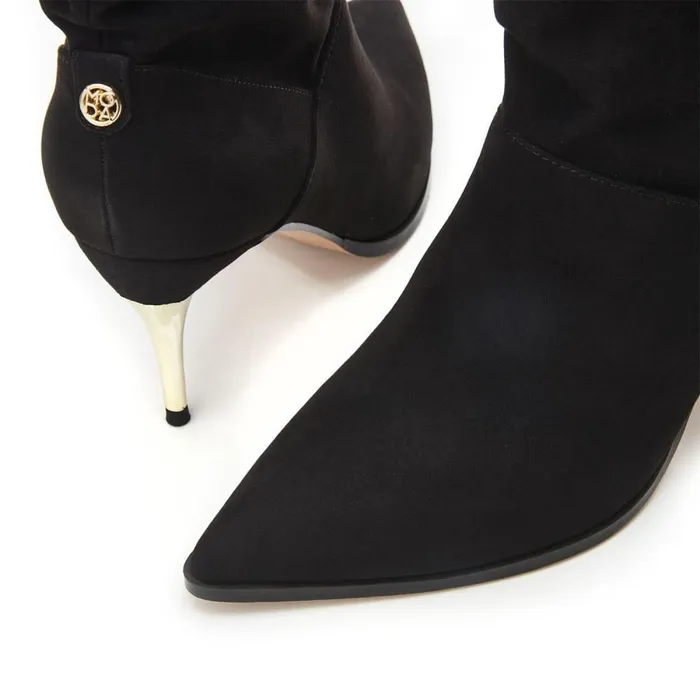 Women Moda In Pelle MidCalf Boots Rochettie Black Alcantara