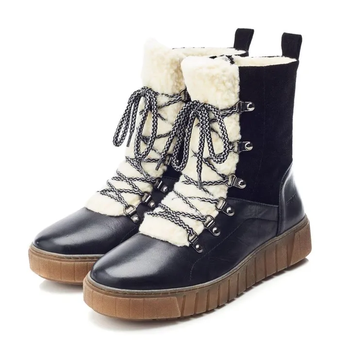 Women Moda In Pelle MidCalf Boots Shoon Sh Braemar Black Leather