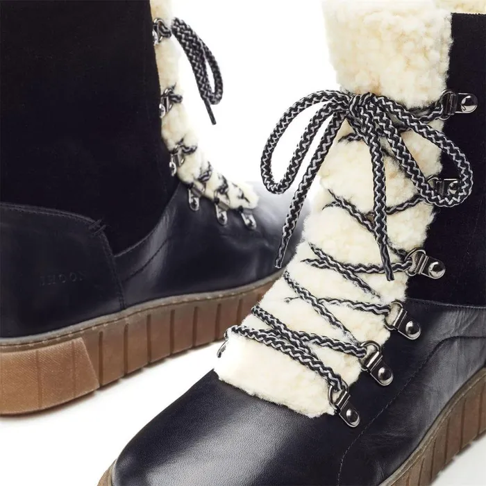 Women Moda In Pelle MidCalf Boots Shoon Sh Braemar Black Leather