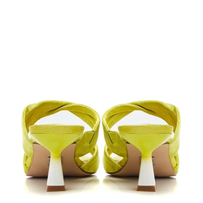 Women Moda In Pelle Mule Sandals Loola Lime Green Suede