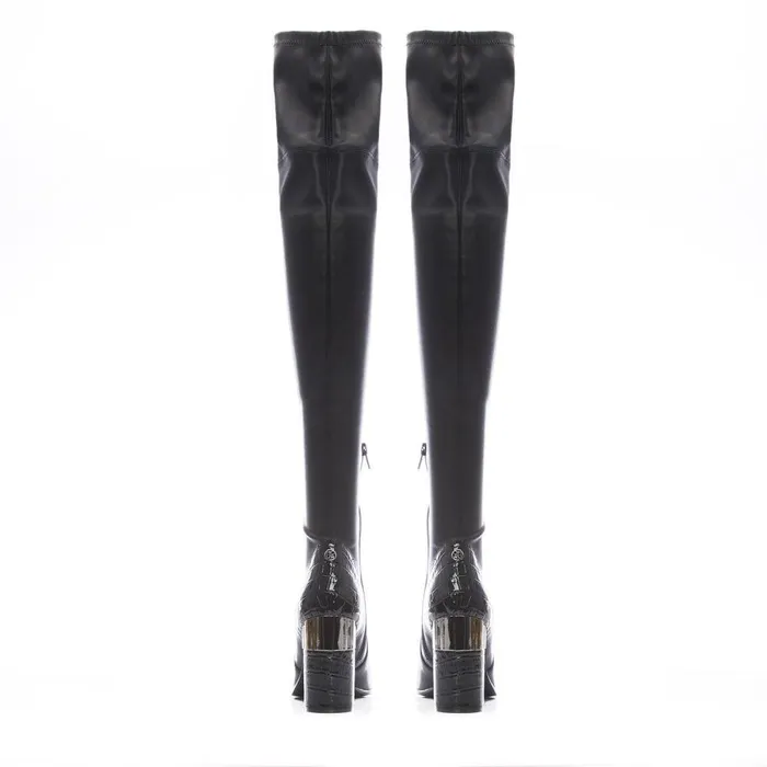 Women Moda In Pelle Over The Knee Boots Valentinne Black Porvair