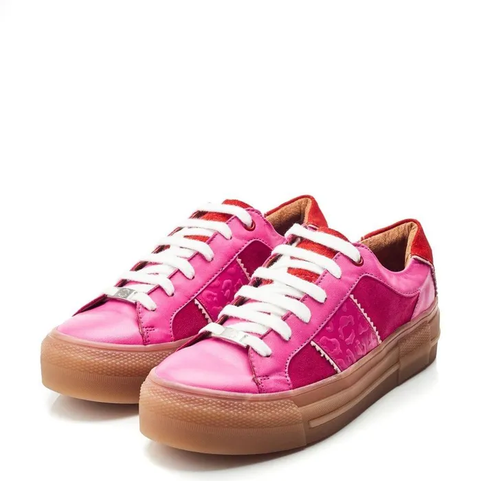 Women Moda In Pelle Platform Trainers Amande Pink Leather