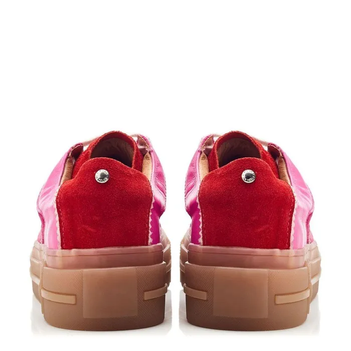 Women Moda In Pelle Platform Trainers Amande Pink Leather
