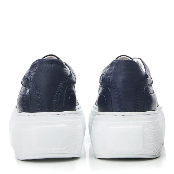 Women Moda In Pelle Platform Trainers Bsoleful BKendri Navy Leather