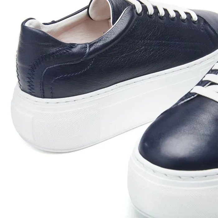 Women Moda In Pelle Platform Trainers Bsoleful BKendri Navy Leather