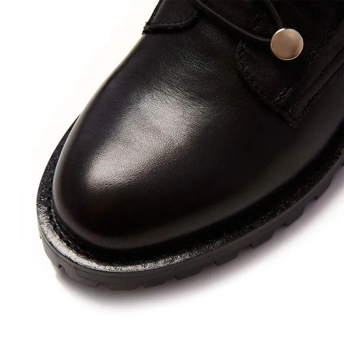 Women Moda In Pelle Riding And Flat Boots Sanoma Black Leather
