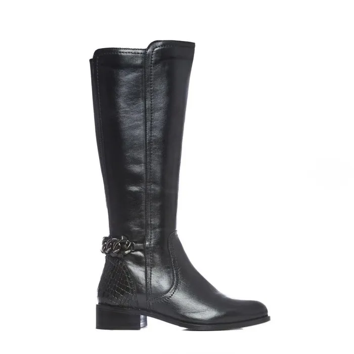 Women Moda In Pelle Riding And Flat Boots Whitley Black Leather