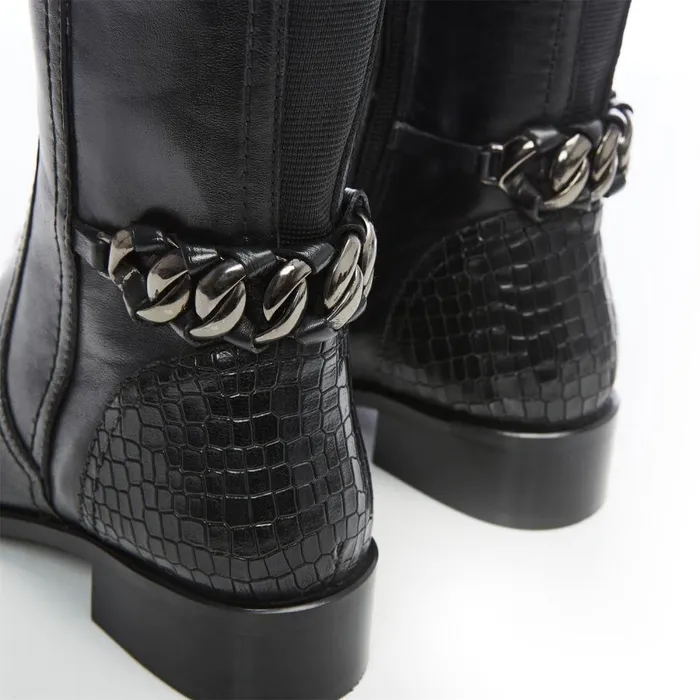 Women Moda In Pelle Riding And Flat Boots Whitley Black Leather