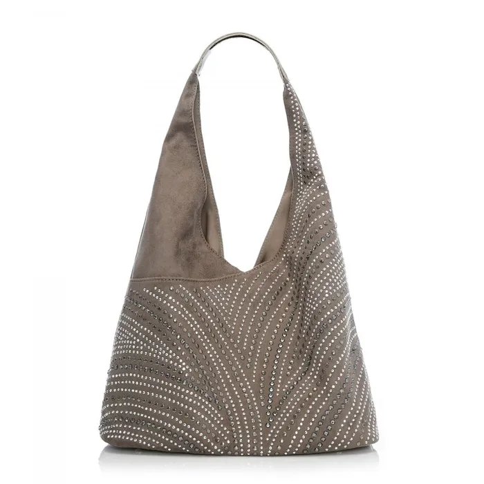 Women Moda In Pelle Shoulder Bags Glamslouchbag Taupe Alcantara