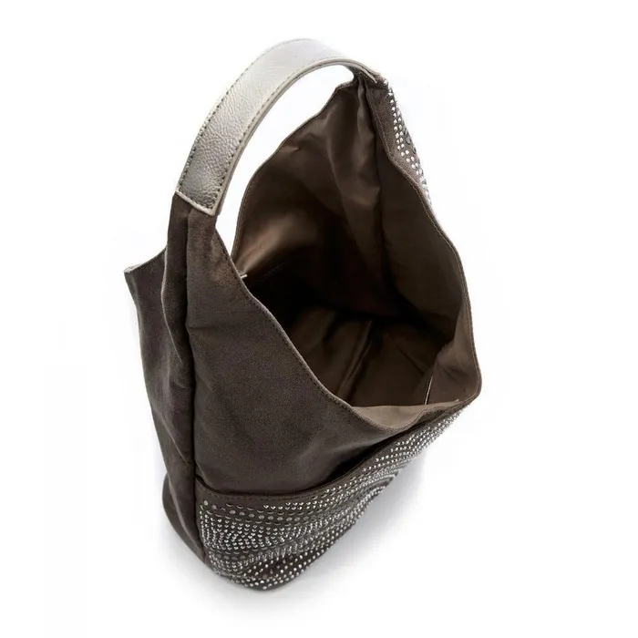 Women Moda In Pelle Shoulder Bags Glamslouchbag Taupe Alcantara