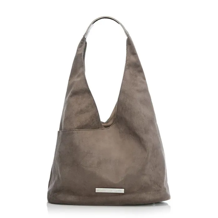 Women Moda In Pelle Shoulder Bags Glamslouchbag Taupe Alcantara