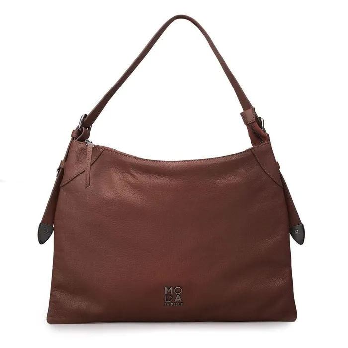 Women Moda In Pelle Shoulder Bags Jasmine Bag Dark Tan Leather