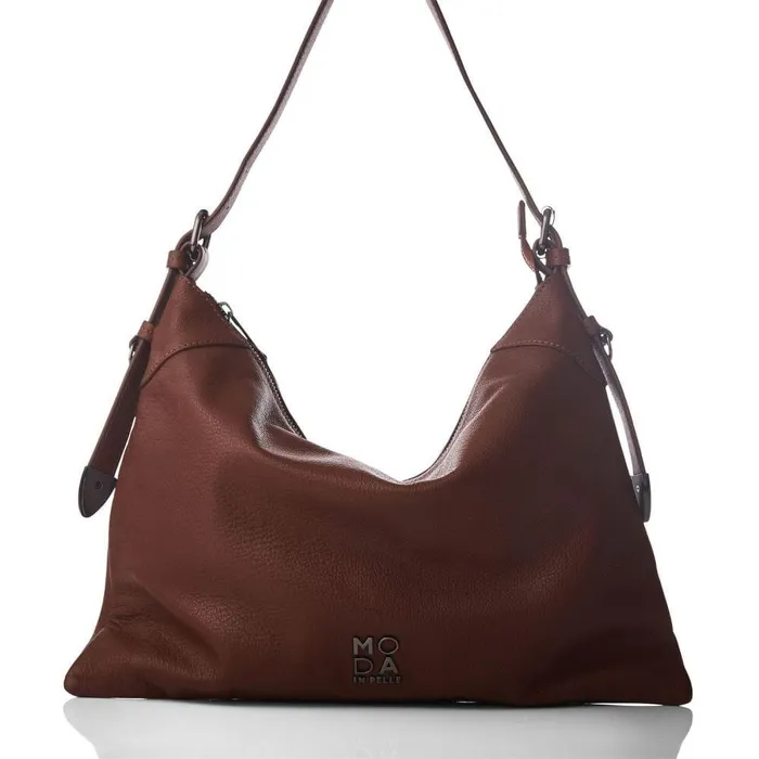 Women Moda In Pelle Shoulder Bags Jasmine Bag Dark Tan Leather