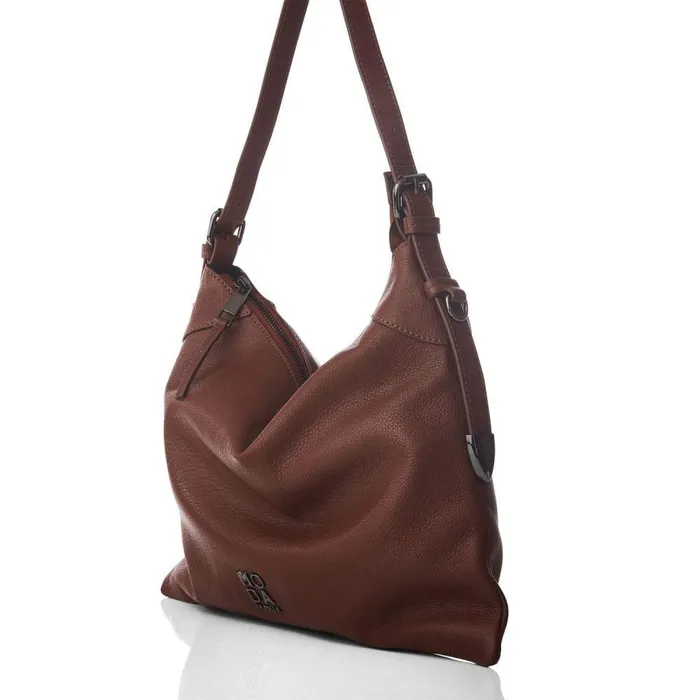 Women Moda In Pelle Shoulder Bags Jasmine Bag Dark Tan Leather