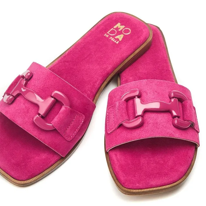 Women Moda In Pelle Slider Sandals Olayo Raspberry Suede