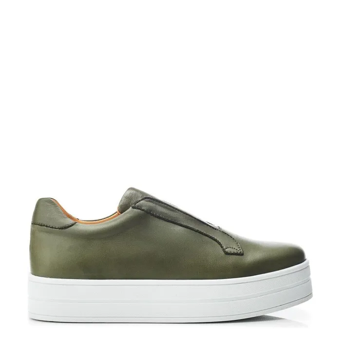 Women Moda In Pelle SlipOn Trainers Bsoleful BBath Khaki Leather