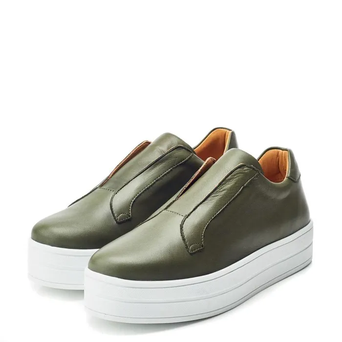 Women Moda In Pelle SlipOn Trainers Bsoleful BBath Khaki Leather