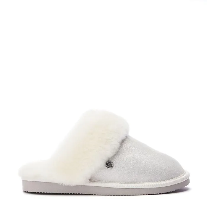 Women Moda In Pelle Slippers Nightfall White Metallic Suede
