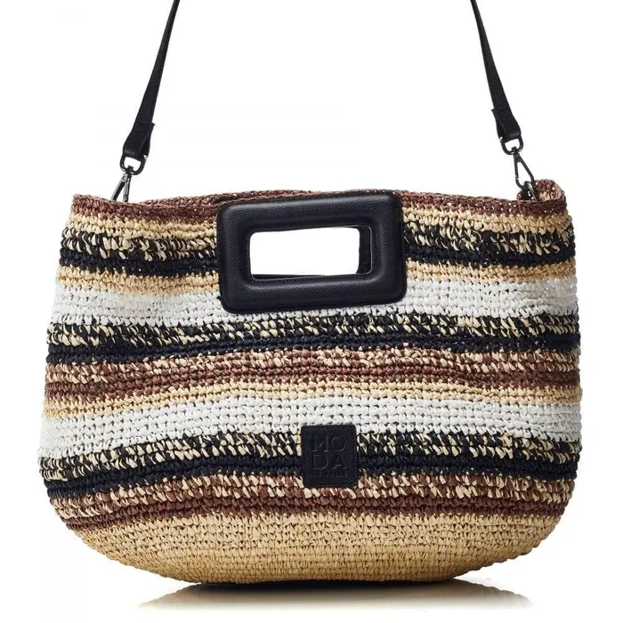 Women Moda In Pelle Tote Bags Sorrento Bag Black Raffia