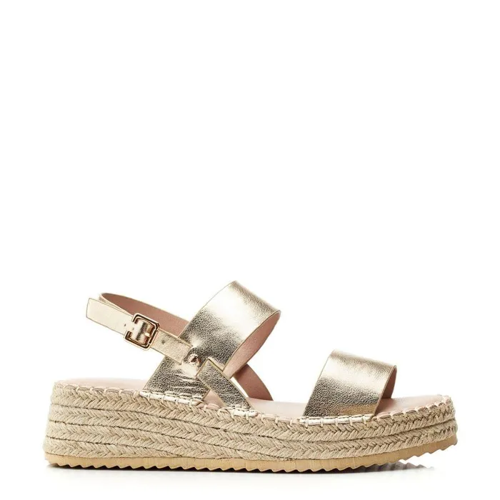 Women Moda In Pelle Wedge Sandals Nashay Gold Porvair