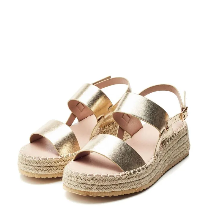 Women Moda In Pelle Wedge Sandals Nashay Gold Porvair