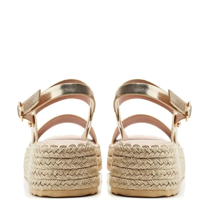 Women Moda In Pelle Wedge Sandals Nashay Gold Porvair