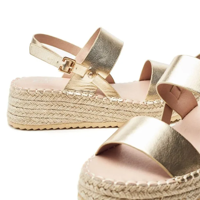 Women Moda In Pelle Wedge Sandals Nashay Gold Porvair