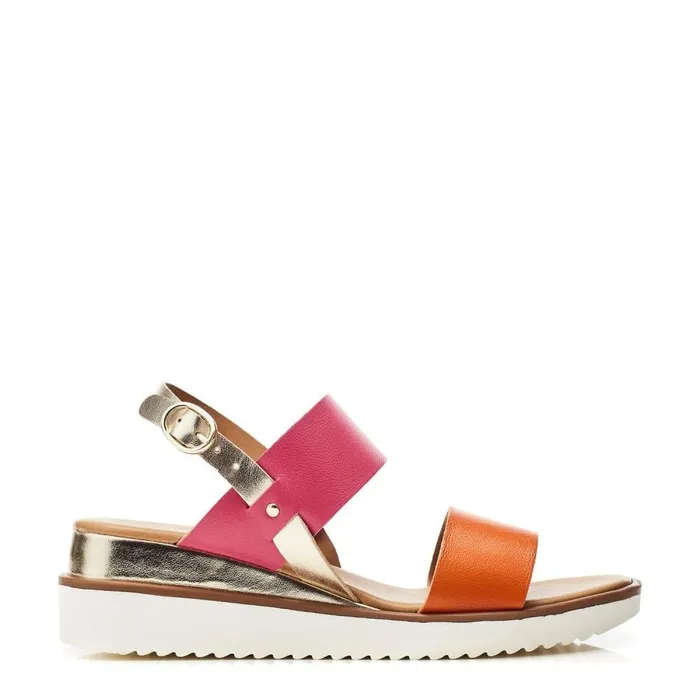 Women Moda In Pelle Wedge Sandals Navasay PinkOrange Leather