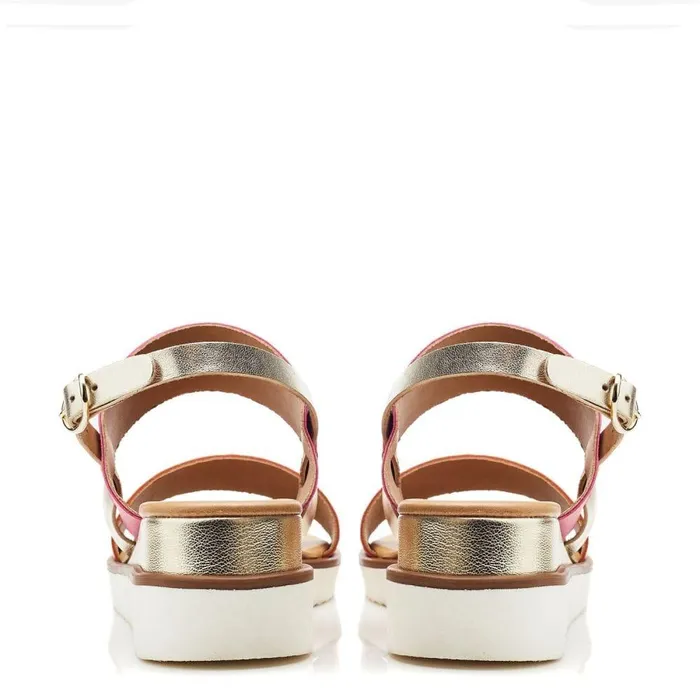 Women Moda In Pelle Wedge Sandals Navasay PinkOrange Leather