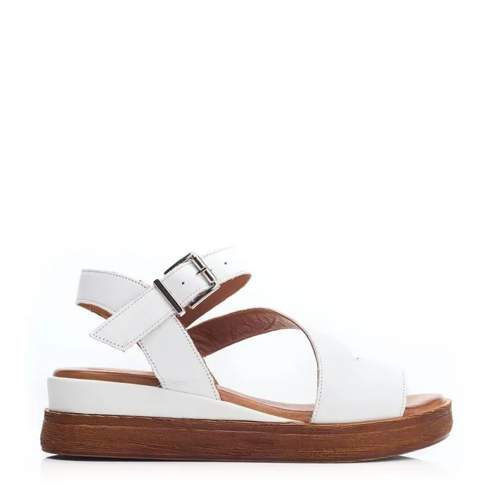 Women Moda In Pelle Wedge Sandals Palmers White Leather