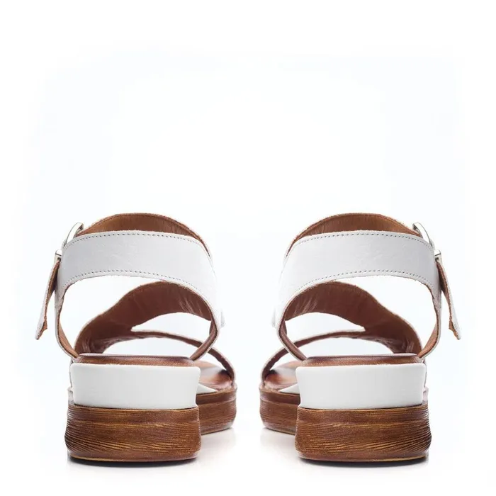 Women Moda In Pelle Wedge Sandals Palmers White Leather