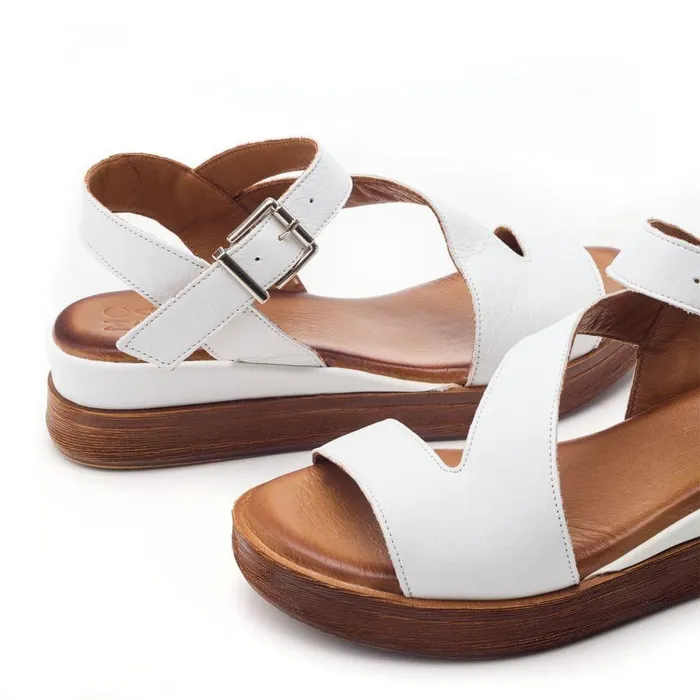 Women Moda In Pelle Wedge Sandals Palmers White Leather